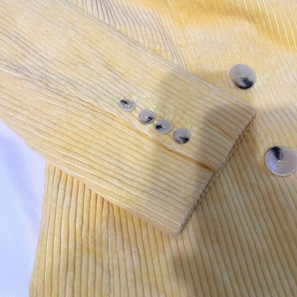 NWOT ZARA YELLOW CORDUROY DOUBLE BREASTED BLOGGER'S FAVORITE BLAZER - L - Picture 7 of 9